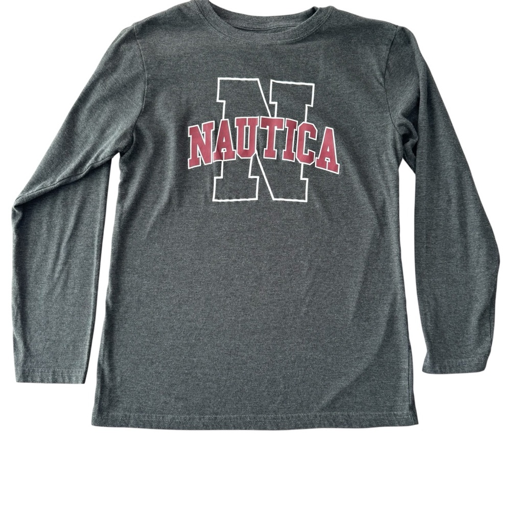 Nautica Youth X-Large (18/20) Long Sleeve T-Shirt - Gray with Varsity Logo